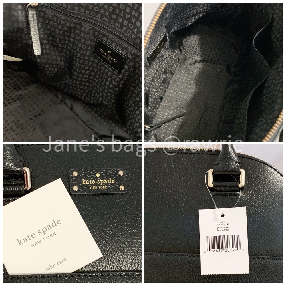 New Kate Spade Domed Black Leather Carli Satchel - Picture 4 of 4